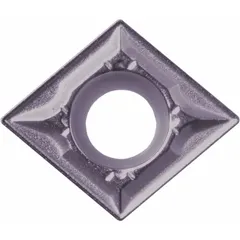 Diamond indexable turning insert with CCMT geometry for general-purpose turning. Used for precision machining of non-ferrous materials, composites, and abrasive alloys in turning, facing, and profiling operations.