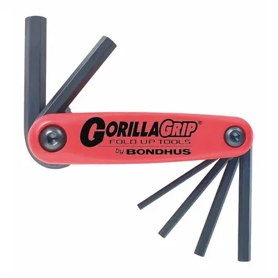 BONDHUS Hex Key Set: 1 - 5 Pieces, Folding, Metric, Std End, Long, 1 Pieces, Black Oxide - Folding Key Sets