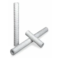 String wound water filter cartridge with polypropylene media for sediment removal. Rated at 5 micron and 15 gpm flow. Overall height 30 inches. Sold in a 6-pack. Suitable for general sediment filtration in water systems.