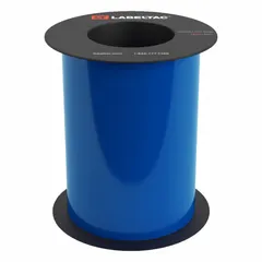 Continuous vinyl label roll for industrial labeling applications. Blue gloss finish for high visibility. Compatible with LabelTac 6 printer series. Suitable for creating safety signs, pipe markers, and equipment labels in indoor and outdoor environments.