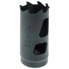 Multi-material-cutting hole saw without arbor. 3/4-inch diameter, 2/3 teeth per inch, 1/2-20 thread size, maximum cutting depth 1-15/16 inches. For cutting holes in wood, metal, and plastic using a portable drill.