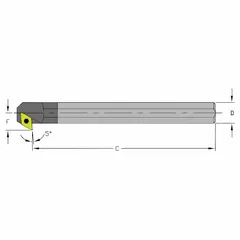 Indexable boring bar for internal machining operations including boring, turning, and facing. Suitable for applications requiring precision and surface finish in metalworking.