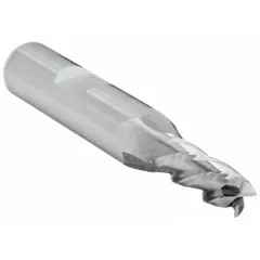 Left-helix high-speed steel square end mill with 4 flutes, 3/8" mill diameter, 3/4" length of cut, and 2-1/2" overall length. Designed for general-purpose milling, slotting, and profiling in metalworking, producing 90° shoulders and flat-bottomed slots. Suitable for ferrous and non-ferrous materials.