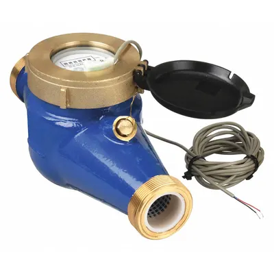 PULSAFEEDER Mechanical Flowmeter: Water Meter, Water, Brass, 1 1/2 in NPT - Inline Multijet Flowmeters