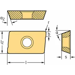 Parallelogram-shaped indexable milling insert with WAK15 grade, suitable for face and shoulder milling of steel and cast iron at moderate cutting speeds and feeds. Used in general machining applications across industrial sectors.