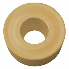 Round (R) indexable turning insert made of PVD cermet. Used for finish turning and profiling operations on steel and stainless steel workpieces in automated and manual lathes.