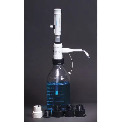 UNITED Bottle Top Dispenser: 5 mL Volume Capacity - mL, 0.5 mL – 5 mL, +0.5/-0.025% Accuracy - Bottle Top Dispensers
