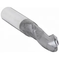 This general purpose carbide ball end mill features a 17/64" cutting diameter, 3/4" length of cut, and 2-1/2" overall length. With 2 flutes and an AlTiN coating, it is suited for contouring, slotting, and profiling in mold and die work and general machining applications on ferrous and non-ferrous materials.