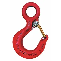 This CROSBY general purpose slip hook is used in rigging and material handling to connect slings to loads. Made of carbon steel with a red finish, it has a usable length of 7 3/8 inches and is Grade 100. Visual indicator markings for deformation and max angle assist in detecting overload or wear during lifting operations.