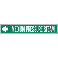 Pipe Marker: Medium Pressure Steam, Green, White, Fits 2 1/2 to 6 in Pipe O.D., 25 Pipe Markers (MPN 109468)