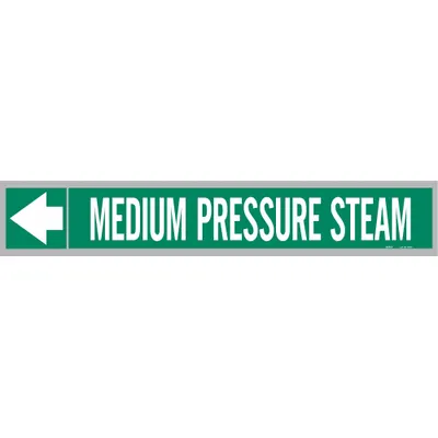 BRADY Pipe Marker: Medium Pressure Steam, Green, White, Fits 2 1/2 to 6 in Pipe O.D. - Medium Pressure Steam Adhesive Pipe Markers on a Roll