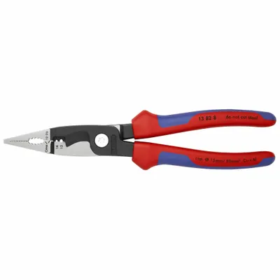 KNIPEX Crimper: 14 AWG to 14 AWG, 7 7/8 in Overall Lg, Crimp/Cut/Debut/Loop, Deluxe Cushion Grip - Multifunction Wire Strippers