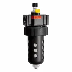 The Parker 17L42BE is a micro-mist lubricator from the Series 17L, featuring a zinc body and 3/4 in NPT ports. It delivers a fine oil mist into compressed air lines at a flow capacity of 90 scfm, with a maximum operating pressure of 250 psig and a maximum operating temperature of 175°F. This lubricator is used in pneumatic systems to lubricate tools, cylinders, and valves in industrial compressed-air applications.