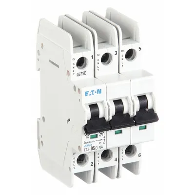 EATON FAZ-D5/3-NA D-Curve 3-Pole UL489 Miniature Circuit Breaker - D-Curve, 3-Pole UL489 DIN Rail-Mount Miniature Circuit Breakers