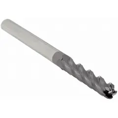 This general purpose carbide ball end mill features an AlTiN coating and 4 flutes. With a 5/16" mill diameter, 1-5/8" length of cut, and 4" overall length, it is designed for milling contoured surfaces, slots, and 3D profiles in metal and composite workpieces.