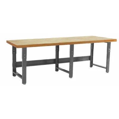 BENCHPRO Workbench: Adj Ht, Particleboard, 120 in x 36 in, 1,600 lb Overall Load Capacity - Open-Base Workstations
