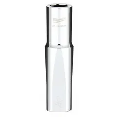 This 6-point deep socket is designed for fastening or loosening hex fasteners in recessed areas. With a 1/2 in drive and 1/2 in socket size, it provides access where standard sockets cannot reach. The chrome construction resists corrosion, and the anti-roll design prevents the socket from rolling on flat surfaces.