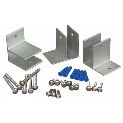 ASI GLOBAL PARTITIONS Panel Bracket: Aluminum, Brushed, 3 1/2 in Overall Ht - Brackets, Alcove Clips & Channels for Bathroom Partitions