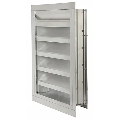 Dayton 21"H 21"W Drnbl Extrd Alu Intake Louver: Flanged, Surface Mount, 17 1/2 in H - Drainable Stationary-Blade Louvers