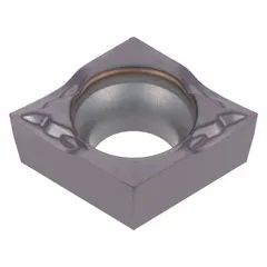 Diamond indexable turning insert for precision finishing of non-ferrous materials such as aluminum alloys, copper, and plastics. The SH730 grade offers high wear resistance and a sharp cutting edge, suitable for applications requiring fine surface finish and dimensional accuracy.