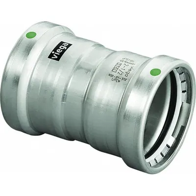 VIEGA MEGAPRESS Crimp Coupling Fitting: 2 1/2 in Pipe x 2 1/2 in Pipe Size - Potable Water Stainless Steel Press Fittings