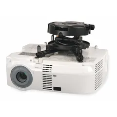 This PEERLESS ceiling mount is designed for fixed projector installation. Constructed from steel with a matte white finish, it includes a universal adapter plate and mounting hardware. The tilting feature allows for vertical angle adjustment. Suitable for mounting projectors in various settings.