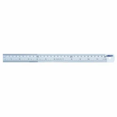 INSIZE Steel Rule: 7110-150, 6 in / 150 mm, 0.04 in Thick, Clear, Black, Rigid - Stainless Steel Rulers