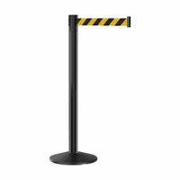 RETRACTA-BELT Barrier Post with Belt: Black/Yellow, Diagonal Stripe, No Legend, 7 ft Belt Lg, Black (MPN PHD101BA-BYD7)