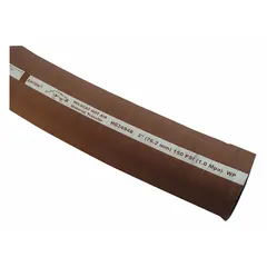 This EPDM material-handling hose assembly has a 3-inch inside diameter, 100-foot length, and 150 psi pressure rating. The EPDM tube and cover provide resistance to abrasion and weathering. Typical applications include transferring bulk materials, powders, and granules in industrial processing and construction.