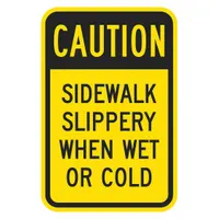 Reflective Slippery Caution Sign: Aluminum, Mounting Holes Sign Mounting, Diamond Grade (MPN T1-1367-DG_12x18)