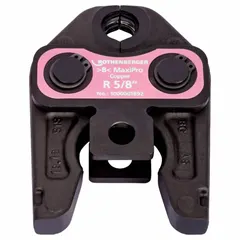 This press jaw is a standard tool type accessory for the MaxiPro press tool, designed for 5/8 in copper and steel pipe. It enables secure press connections in professional plumbing, HVAC, and industrial piping applications.
