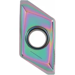 Parallelogram indexable milling insert for face and shoulder milling operations. Designed for use on steel, stainless steel, and cast iron workpieces. Provides efficient chip evacuation and surface finish in general metalworking applications.