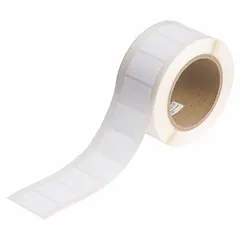 Acrylic label roll with permanent adhesive, inkjet print-receptive, for use with J4000 printer series. Each roll contains 1,050 precut labels measuring 1 in x 1 1/2 in. Suitable for general identification and labeling tasks in industrial environments.