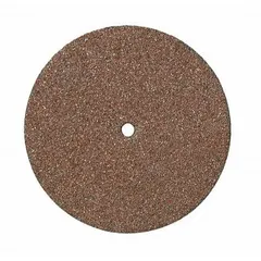 Set of five fiberglass cutting wheels for rotary tools, each with a 1-1/4-inch diameter and 0.06-inch thickness. Features a standard screw attachment. Suitable for cutting, grooving, and slotting in materials such as metal, plastic, and wood.
