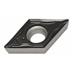 This diamond indexable turning insert is available in two geometries: DCMT3(2.5)1-FM4 WSM30S and DCMT11T304-FM4 WSM30S. It is used for precision machining of non-ferrous materials, composites, and abrasive alloys in CNC turning operations. The indexable design allows quick edge changes without resetting tool offsets.