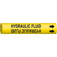 Pipe Marker: Hydraulic Fluid, Yellow, Black, Fits 2 1/2 to 3 7/8 in Pipe O.D., 1 Pipe Markers (MPN 4198-C)