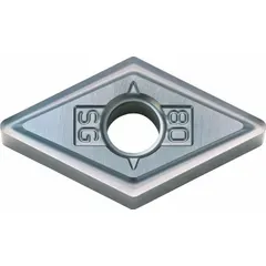Diamond indexable turning insert with DNMG geometry for general-purpose turning operations. Used for precision machining of non-ferrous materials such as aluminum, copper, and plastics. Suitable for turning, boring, and facing applications.