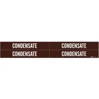 Pipe Marker: Condensate Pump Discharge, Brown, White, Fits 3/4 to 2 3/8 in Pipe O.D., 4 Pipe Markers (MPN 7347-4)
