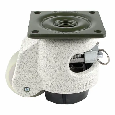 FOOT MASTER Plate Caster: Polyurethane Tread, 50 mm Wheel Dia, 82 mm Mounting Ht - General Purpose Leveling Plate Casters