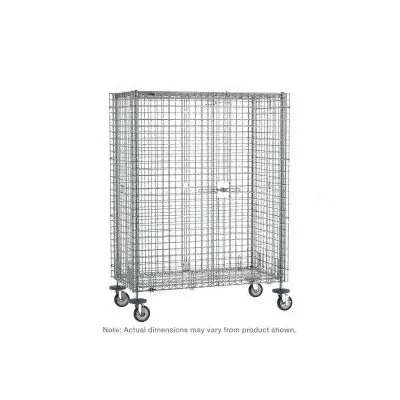 METRO Security Cart: 900 lb, 36 in L x 30 in W Self, 41 in L x 34 in W x 69 in H Overall Dim - Antimicrobial Wire Security Carts