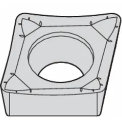 This diamond indexable turning insert is designed for precision machining of non-ferrous materials, composites, and abrasive alloys. It is suitable for turning, boring, and profiling operations where high surface finish and extended tool life are required.