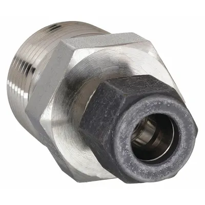 PARKER Compression Fitting Adapter: 5/16 in OD x 1/4 in Pipe Fitting Size - Single-Ferrule Stainless Steel Fittings