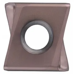 Diamond indexable milling insert for finishing and semi-finishing operations on non-ferrous materials such as aluminum alloys, copper, and plastics. Features negative rake geometry and PCD coating for improved surface finish and tool life.