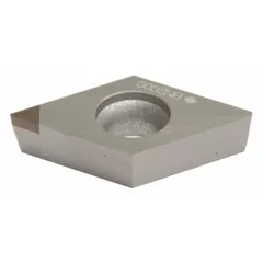 Diamond indexable turning insert for precision machining of non-ferrous materials such as aluminum alloys and composites. Used in turning operations requiring high wear resistance and surface finish.