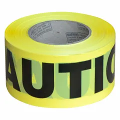 General Caution Messaging Barrier Tape, 3 in x 1000 ft, Yellow Polyethylene with Black Caution Legend