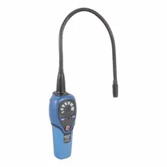 This refrigerant leak detector uses a corona discharge sensor to locate leaks in HVAC and refrigeration systems. It is compatible with R-404A refrigerant and offers 0.2 oz/yr sensitivity for detecting small leaks. Not A2L compatible.