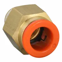 SMC Push-Fit Adapter Fitting: 5/16 in OD x 1/8 in Pipe Size, Push-to-Connect x BSPT, Brass, Brass (MPN KQ2H09-01AS)