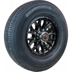 Street tire and wheel assembly in size ST235/80R16, designed for trailer applications. Suitable for use on utility trailers, boat trailers, and campers, providing a complete assembly ready for mounting on compatible hubs.