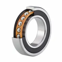 Metric single angular contact bearing with 25° contact angle, double seals, ABEC P4 precision, and phenolic cage. Designed for applications requiring accurate shaft positioning and high-speed operation, such as machine tool spindles and precision instrumentation.