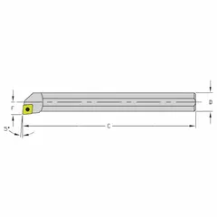 Indexable boring bar for internal turning and boring operations. Accepts indexable carbide inserts for machining steel, stainless steel, and cast iron. Suitable for precision metalworking in general manufacturing applications.